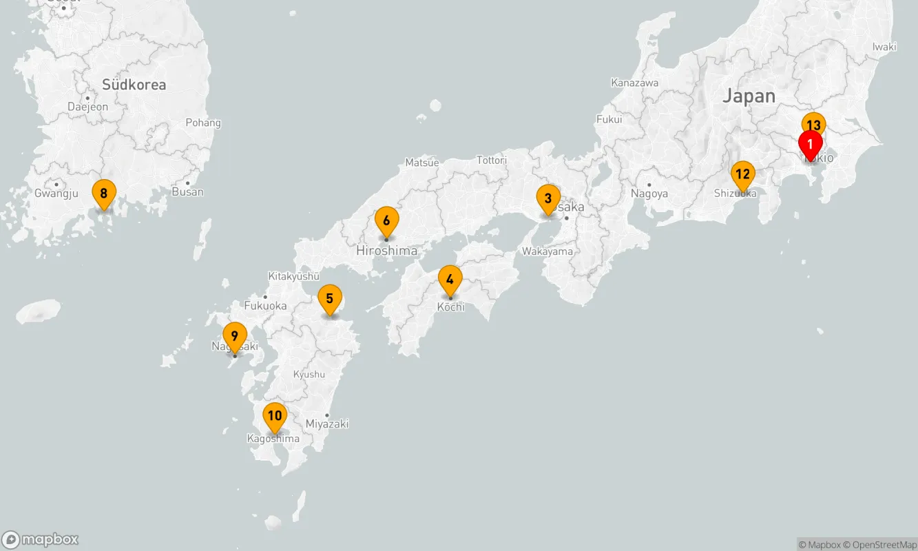 Route 12 Nächte - Küstenzauber Japans und Koreas Schätze