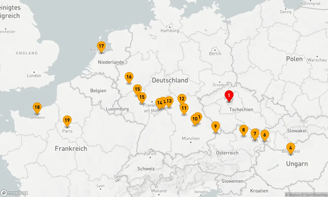 Route 20 Nächte - Prag nach Paris & Weihnachtsmärkte in Europa