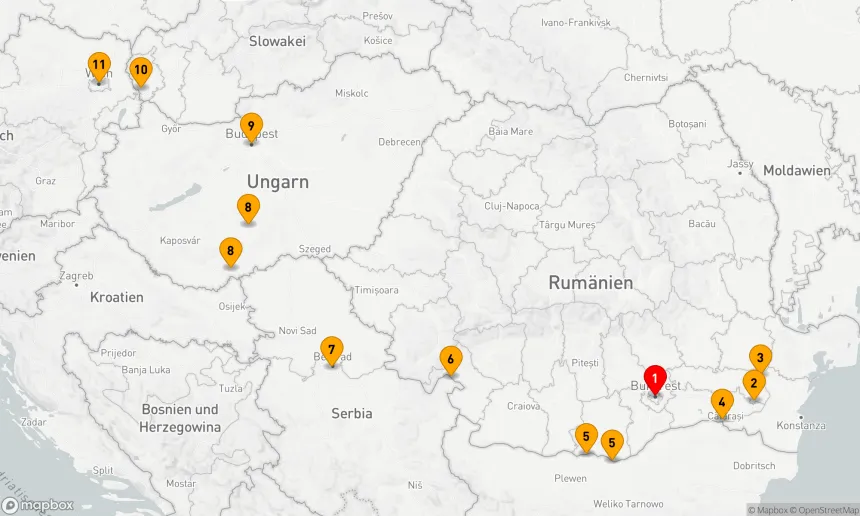 Route 10 Nächte - 1.200 Meilen entlang der Donau