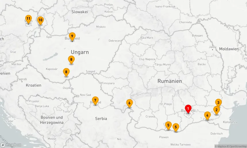 Route 10 Nächte - 1.200 Meilen entlang der Donau