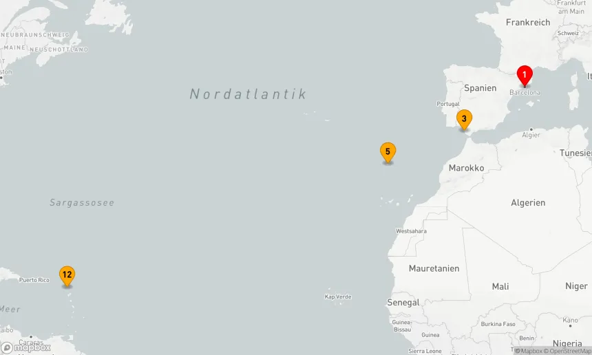 Route 11 Nächte - Mediterrane Ozeanabenteuer: Von Katalonien zur Karibik