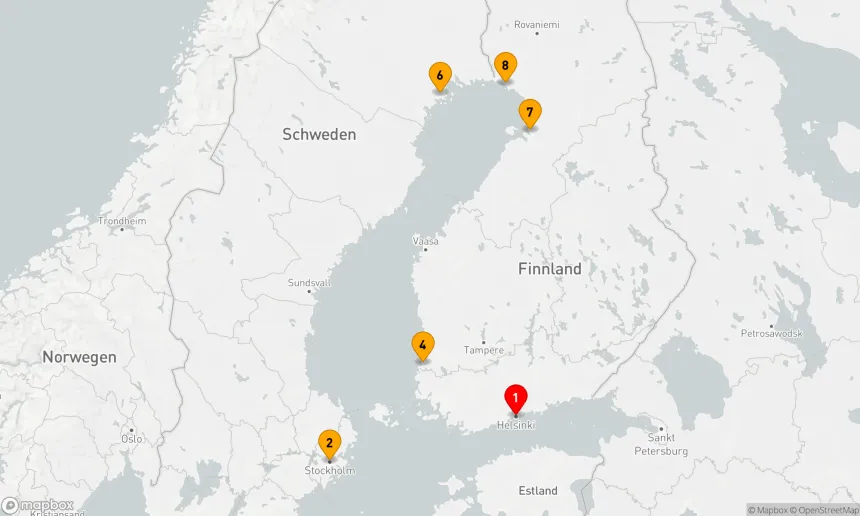 Route 8 Nächte - Abenteuer Bottnischer Meerbusen,  Kurs gen Norden