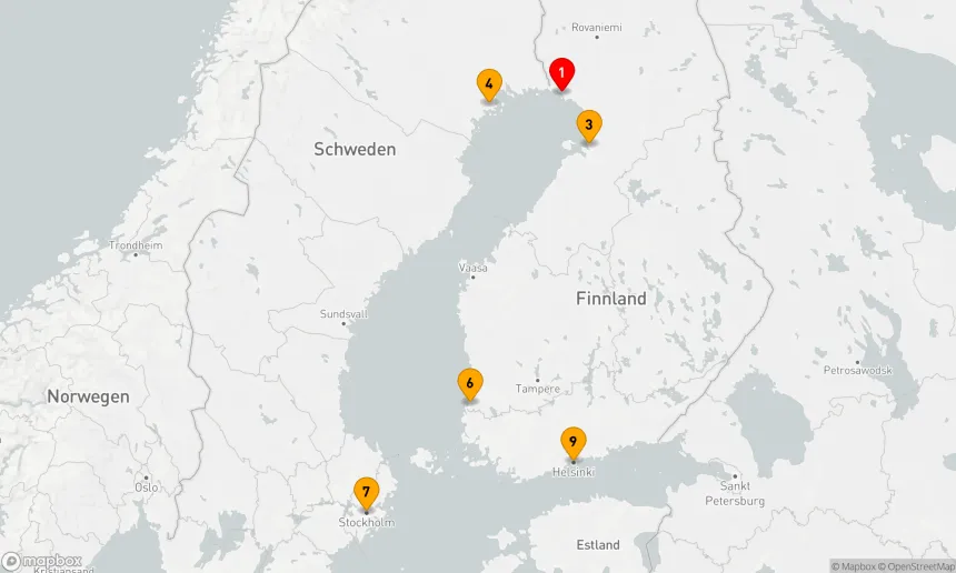 Route 8 Nächte - Abenteuer Bottnischer Meerbusen,  Kurs gen Norden