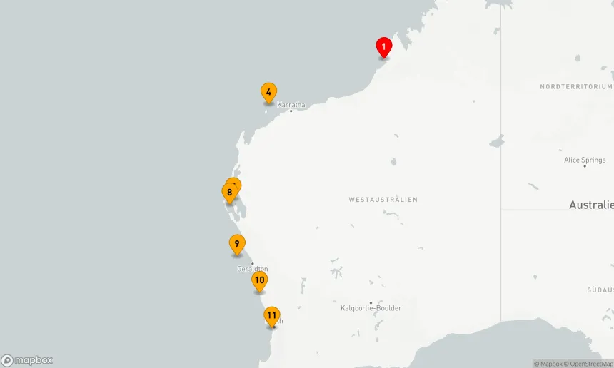 Route 10 Nächte - Abenteuer entlang der Westküste Australiens