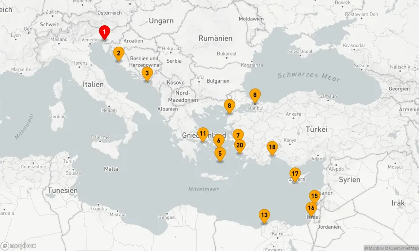 Route 21 Nächte - ADRIA & GRIECHISCHE INSELN: ÄGYPTEN & ISTANBUL – ÜBERNACHTUNG