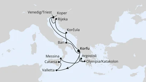 Route Adria & Mittelmeerinseln ab Korfu