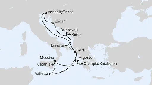 Route Adria & Mittelmeerinseln ab Korfu