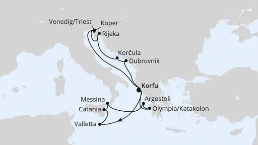 Route Adria & Mittelmeerinseln ab Korfu