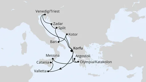 Route Adria & Mittelmeerinseln ab Korfu