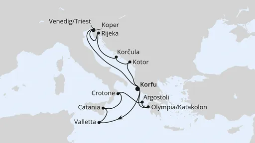 Route Adria & Mittelmeerinseln ab Korfu