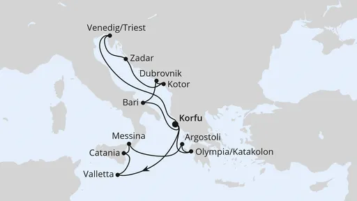 Route Adria & Mittelmeerinseln ab Korfu