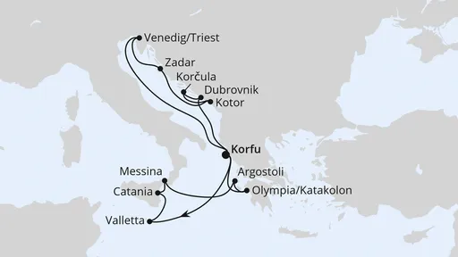 Route Adria & Mittelmeerinseln ab Korfu
