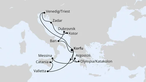 Route Adria & Mittelmeerinseln ab Korfu