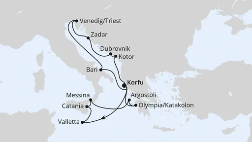 Route Adria & Mittelmeerinseln ab Korfu