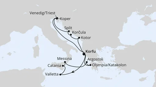 Route Adria & Mittelmeerinseln ab Korfu