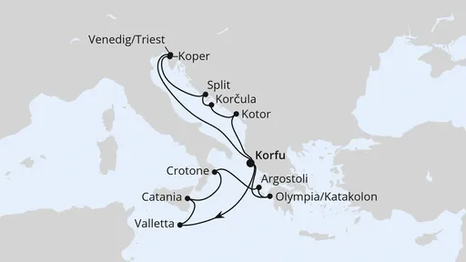 Route Adria & Mittelmeerinseln ab Korfu
