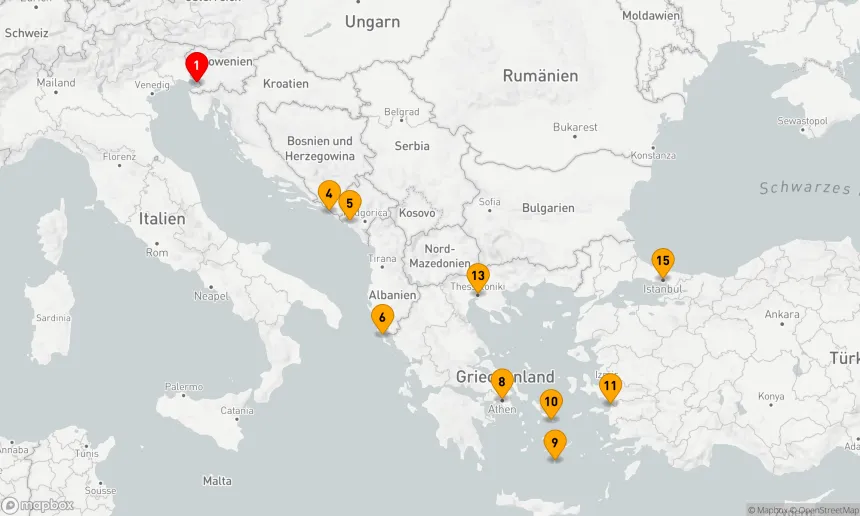 Route 14 Nächte - ADRIATISCHE ANTIKE, GRIECHISCHE INSELN & VENEDIG – MIT ÜBERNACHTUNG