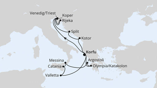 Route Adria & Mittelmeerinseln ab Korfu 1