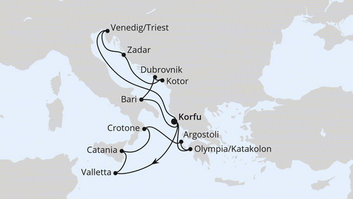 Route Adria & Mittelmeerinseln ab Korfu 2