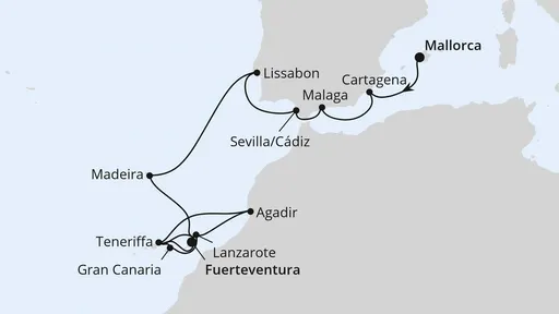 Route Andalusien, Portugal, Kanaren & Marokko