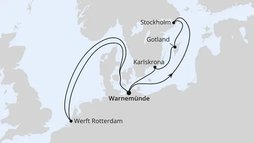 Route AIDA Fan Cruise - Schweden, WM & Werfterlebnis