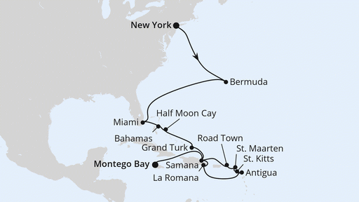 Route Florida, Bahamas & Karibik ab New York 2