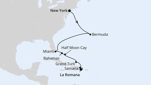 Route Florida, Bahamas & Karibik ab New York