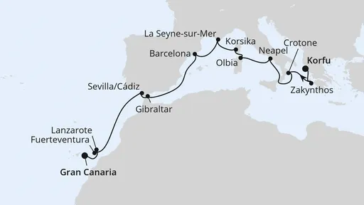 Route Griechenland, Andalusien & Kanaren ab Korfu 1