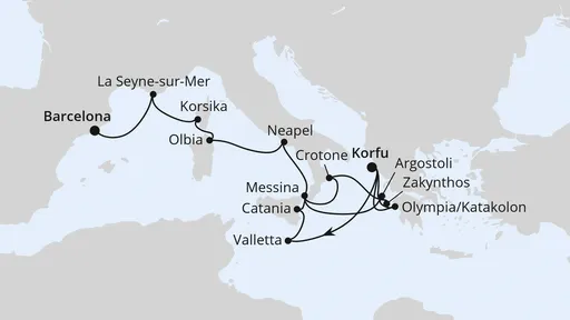 Route Griechenland, Italien & Spanien ab Korfu 2