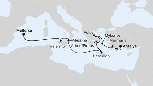 Route Griechenland & Italien ab Antalya