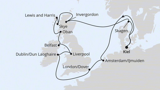 Route Großbritannien & Irland ab Kiel