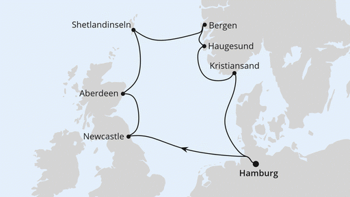 Route Großbritannien & Norwegen