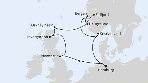 Route Großbritannien & Norwegen