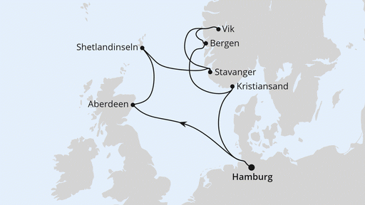 Route Großbritannien & Norwegen ab Hamburg