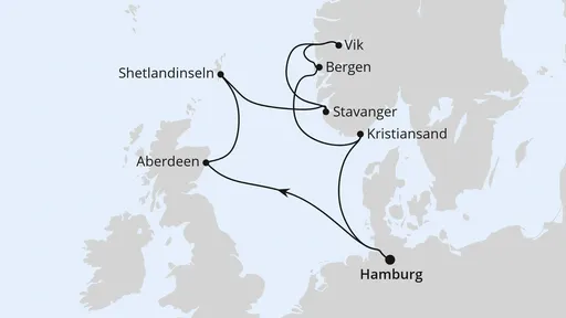 Route Großbritannien & Norwegen ab Hamburg