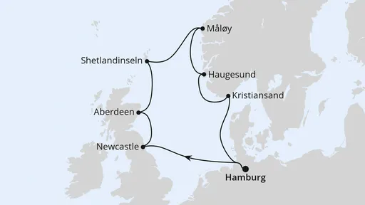 Route Großbritannien & Norwegen ab Hamburg