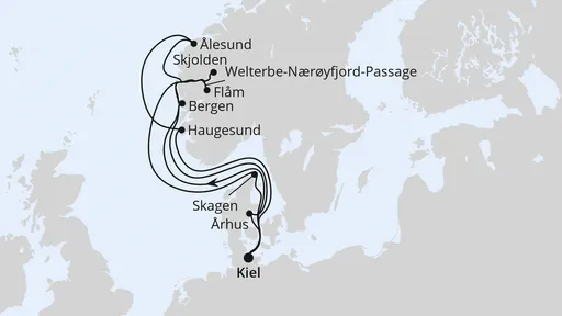 Route Große Norwegen-Reise ab Kiel