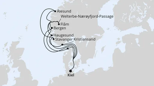 Route Große Norwegen-Reise ab Kiel