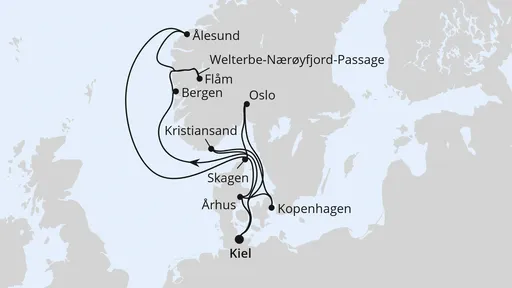 Route Große Skandinavien-Reise ab Kiel