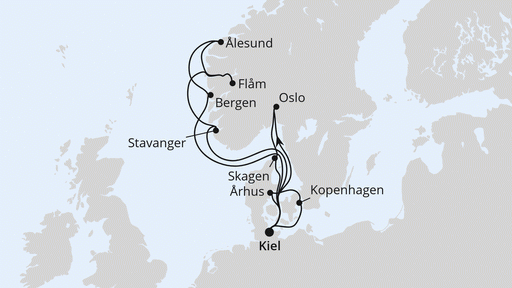 Route Große Skandinavien-Reise ab Kiel
