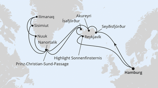 Route Island & Grönland mit Sonnenfinsternis ab Hamburg