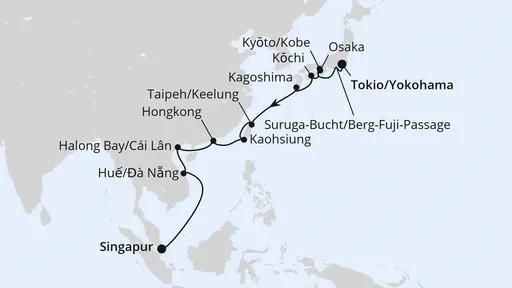 Route Japan, Taiwan, Vietnam & Hongkong 1