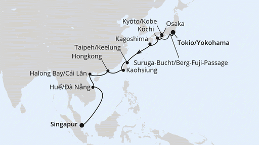 Route Japan, Taiwan, Vietnam & Hongkong 2