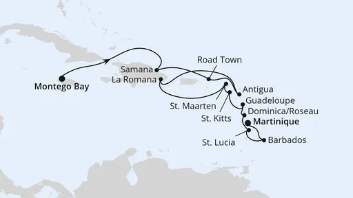 Route Karibik mit kleinen Antillen ab Jamaika