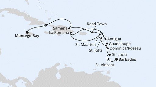 Route Karibik mit Kleinen Antillen ab Jamaika