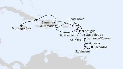 Route Karibik mit kleinen Antillen ab Jamaika