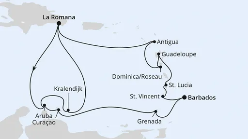 Route Karibische-Insel-Rundreise