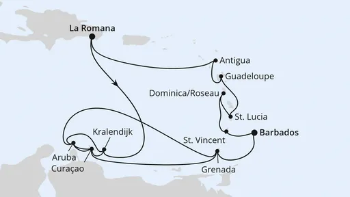 Route Karibische-Insel-Rundreise