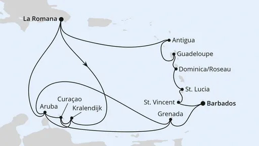 Route Karibische-Insel-Rundreise
