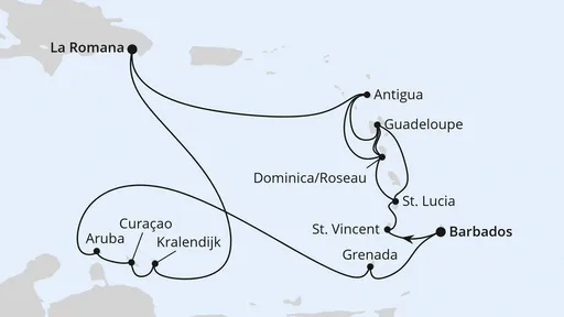 Route Karibische-Insel-Rundreise ab Barbados